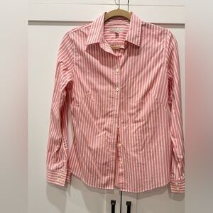 Banana Republic Coral and White Striped Shirt